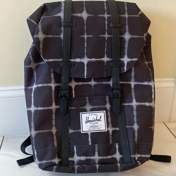 New HERSCHEL SUPPLY CO. Little America Wtags black/white Tie Dye Check ⭐⭐️⭐️⭐️⭐️ - Picture 3 of 17
